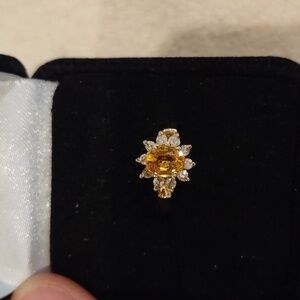 Yellow Sapphire, Natural Diamond Ring Set In 14kt Yellow Gold